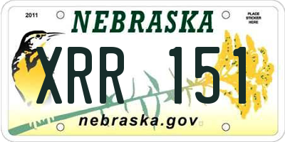 NE license plate XRR151