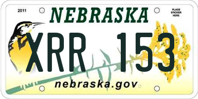 NE license plate XRR153