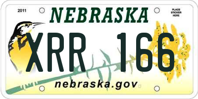 NE license plate XRR166