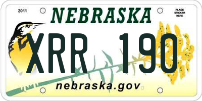 NE license plate XRR190