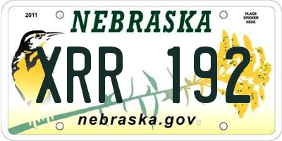 NE license plate XRR192