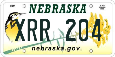 NE license plate XRR204