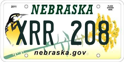 NE license plate XRR208