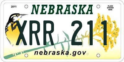 NE license plate XRR211