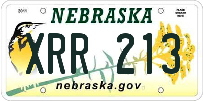 NE license plate XRR213