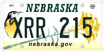 NE license plate XRR215