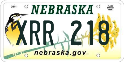 NE license plate XRR218