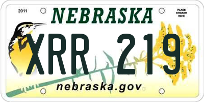 NE license plate XRR219