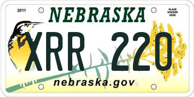 NE license plate XRR220