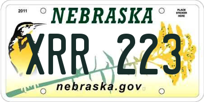 NE license plate XRR223