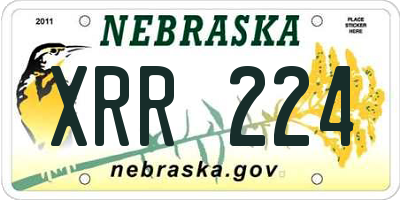 NE license plate XRR224