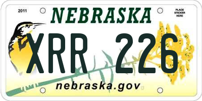 NE license plate XRR226