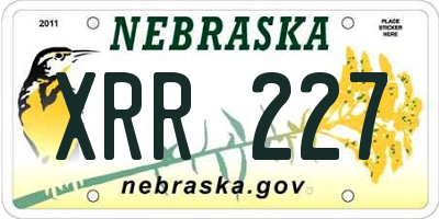 NE license plate XRR227