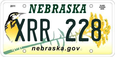 NE license plate XRR228