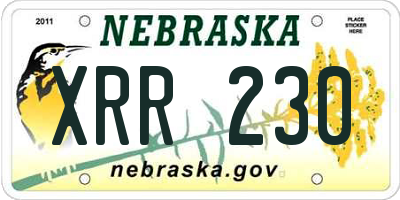 NE license plate XRR230