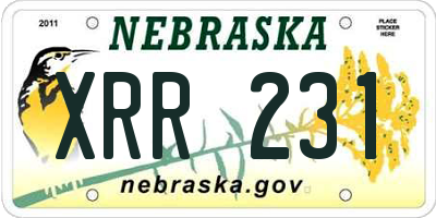 NE license plate XRR231