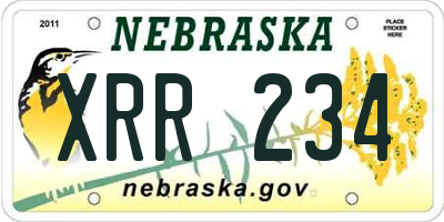 NE license plate XRR234