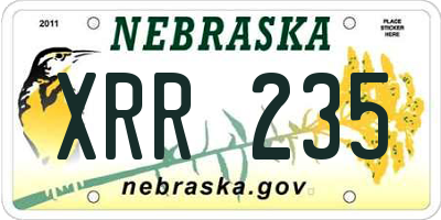 NE license plate XRR235