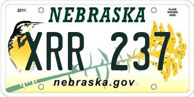 NE license plate XRR237