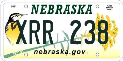 NE license plate XRR238