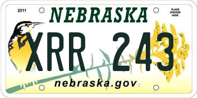 NE license plate XRR243