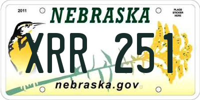 NE license plate XRR251
