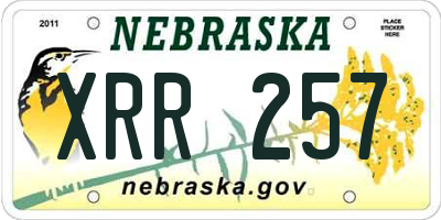 NE license plate XRR257