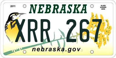NE license plate XRR267
