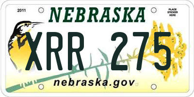 NE license plate XRR275