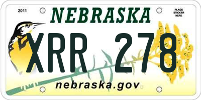NE license plate XRR278