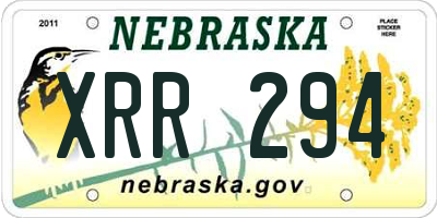 NE license plate XRR294