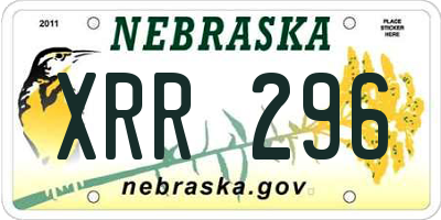 NE license plate XRR296