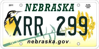 NE license plate XRR299