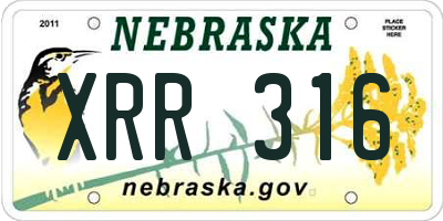 NE license plate XRR316