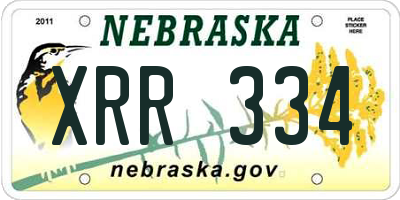 NE license plate XRR334