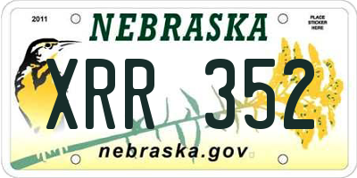 NE license plate XRR352