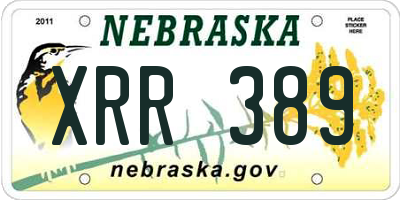 NE license plate XRR389
