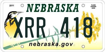 NE license plate XRR418