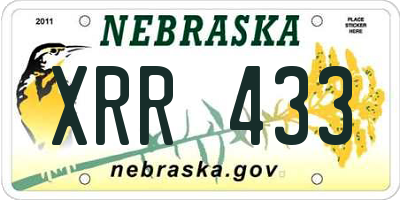 NE license plate XRR433