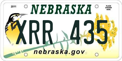 NE license plate XRR435