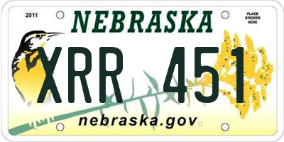NE license plate XRR451