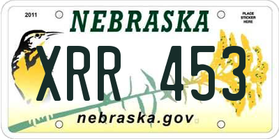 NE license plate XRR453