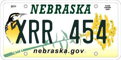 NE license plate XRR454
