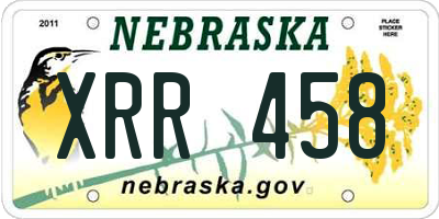 NE license plate XRR458