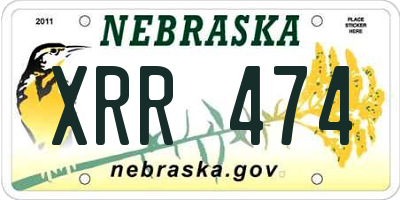 NE license plate XRR474