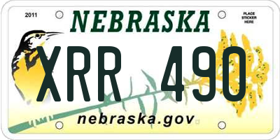 NE license plate XRR490