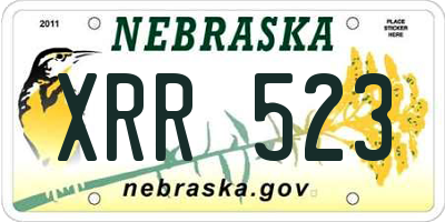 NE license plate XRR523