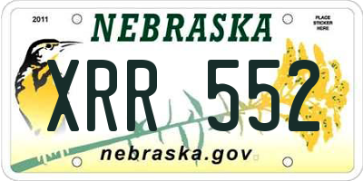 NE license plate XRR552