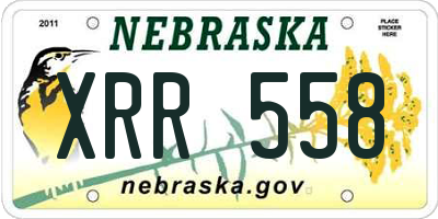 NE license plate XRR558