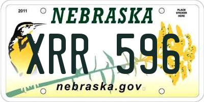 NE license plate XRR596